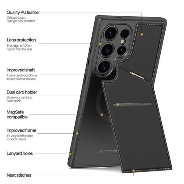 DUX DUCIS case RAFI II MAG with stand compatible with MagSafe for SAMSUNG S24 Ultra black