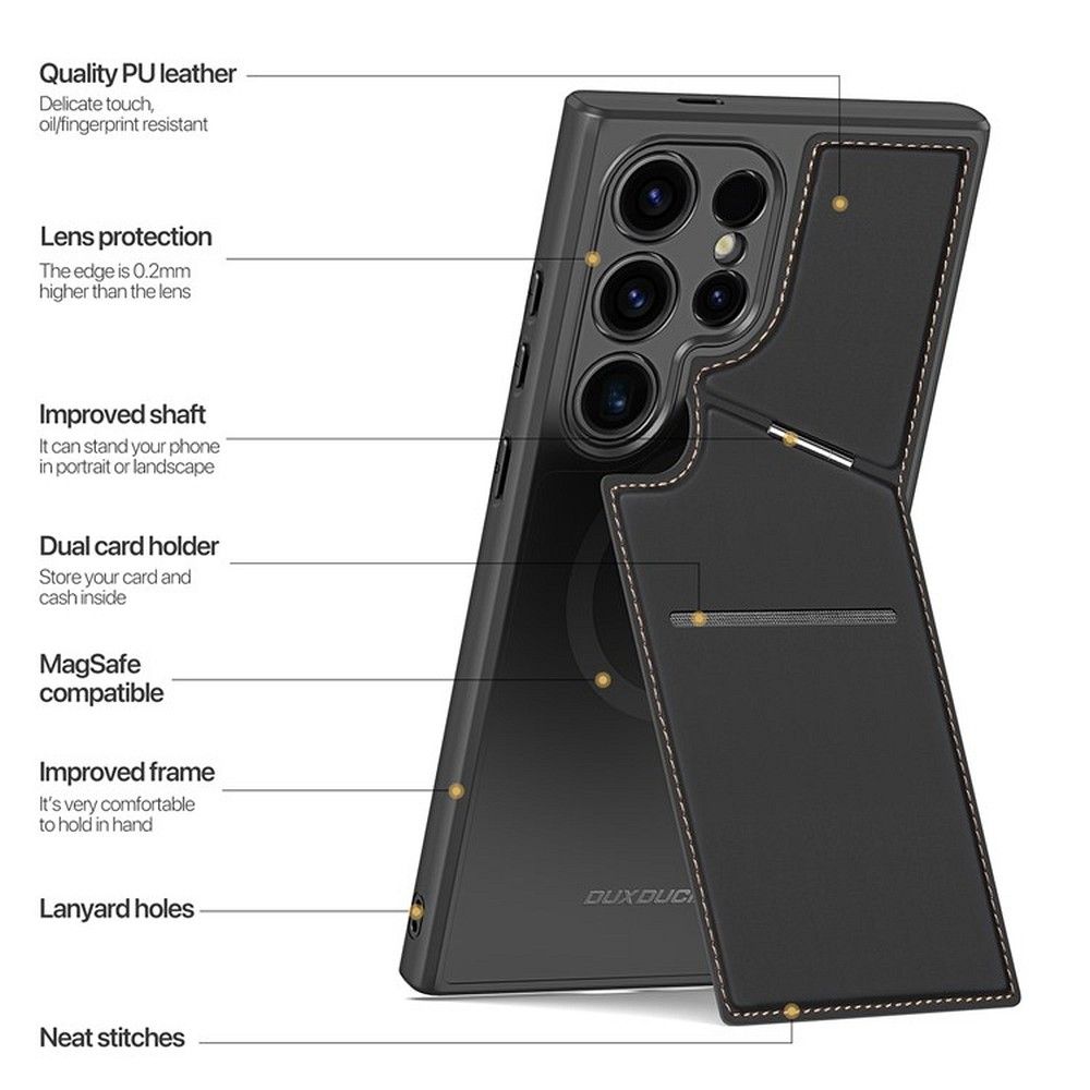 DUX DUCIS case RAFI II MAG with stand compatible with MagSafe for SAMSUNG S24 Ultra black