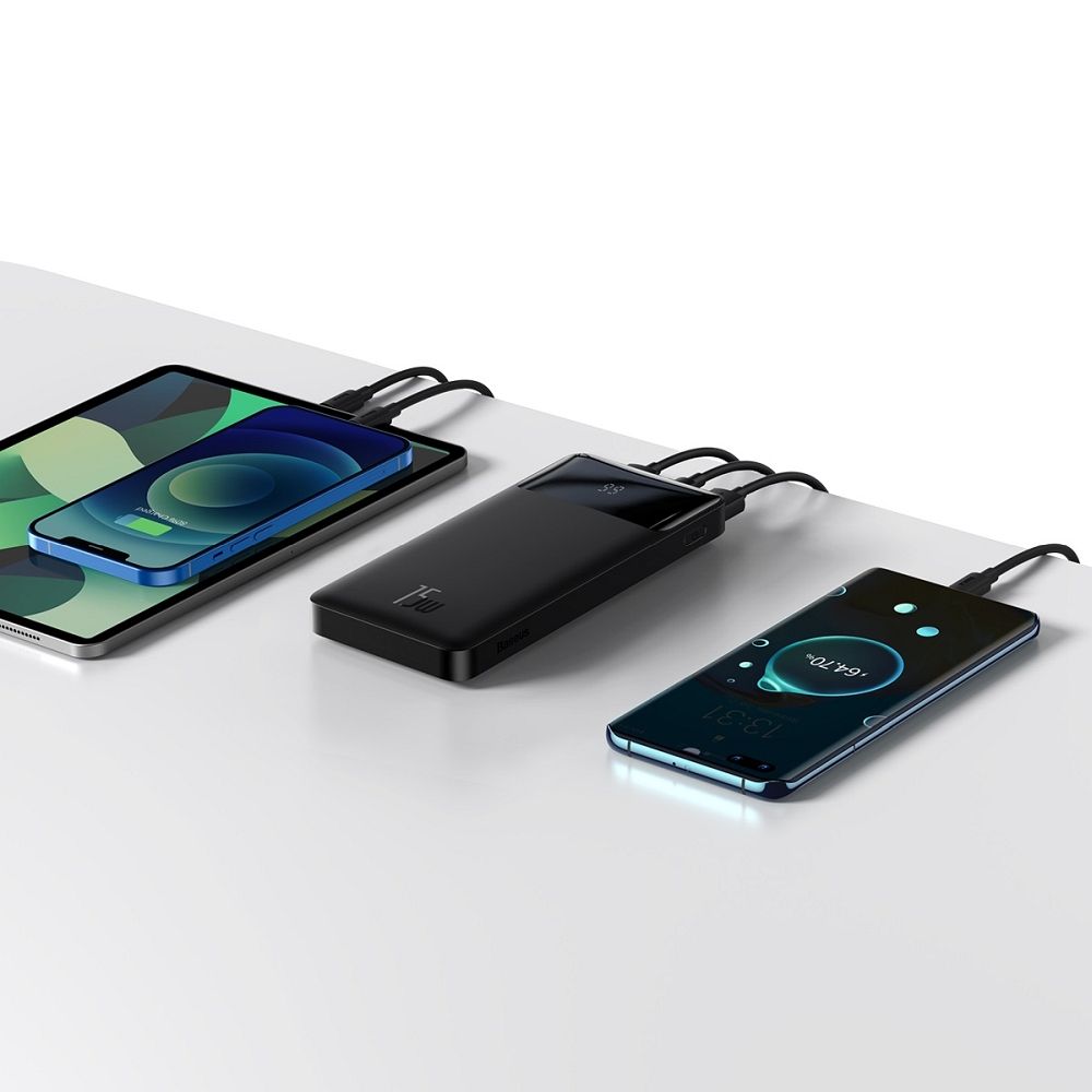 Power Bank BASEUS Bipow Overseas Edition - 10 000mAh LCD Quick Charge PD 15W with cable USB to Micro PPBD050001 black