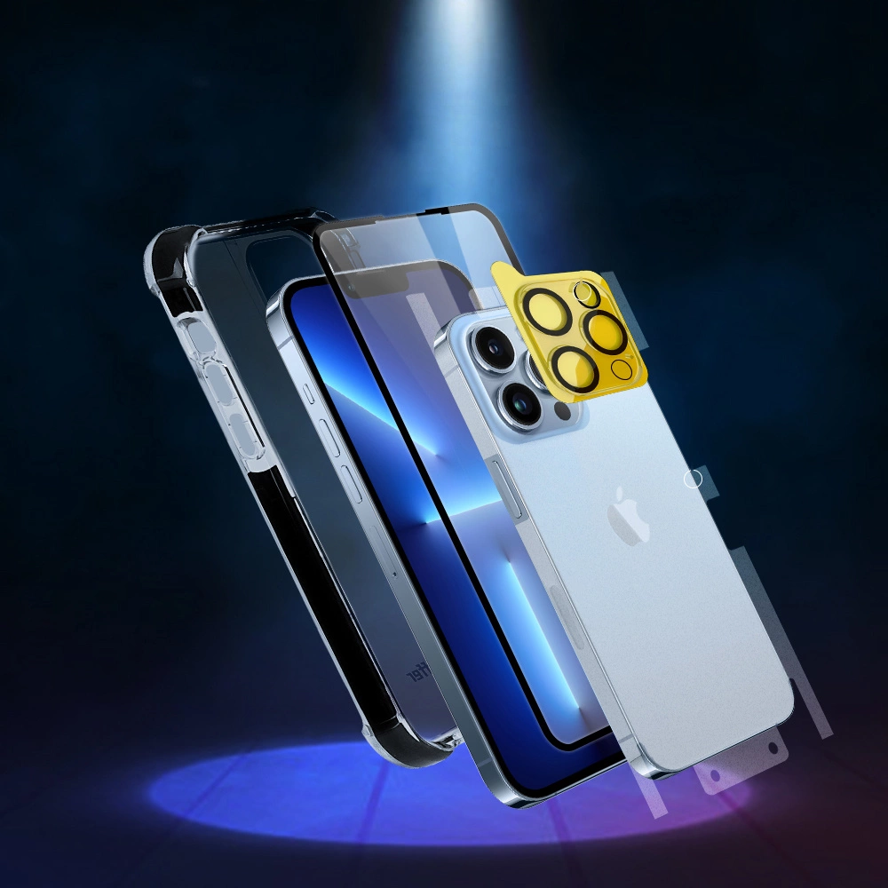 Bestsuit 6in1 set for iPhone 13 mini case / tempered glass flexi / back housing protector film / camera lens tempered glass / cloths / aplicator (D30 Buffer)eng