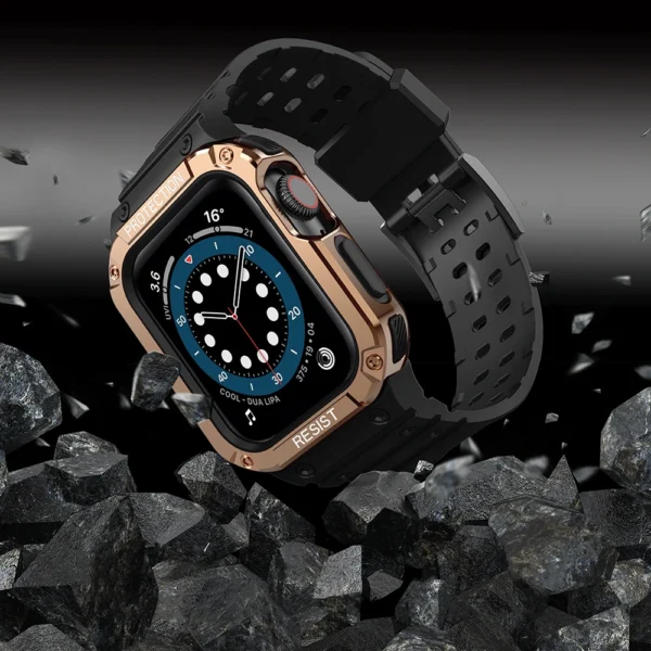 Protect Strap Band for Apple Watch 38/40/41mm Armored Case Strap - Black, Rose Goldeng