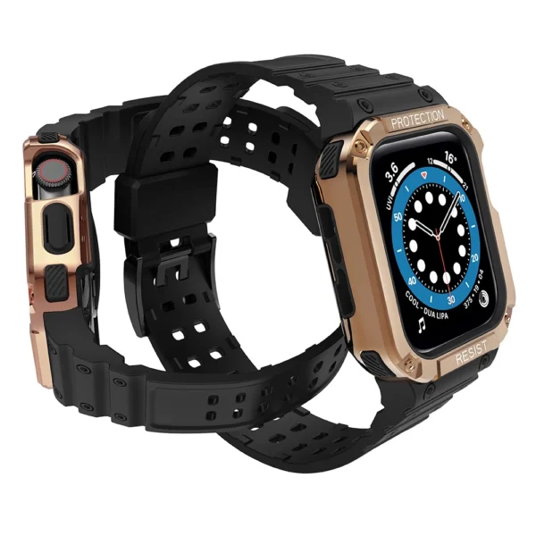 Protect Strap Band for Apple Watch 38/40/41mm Armored Case Strap - Black, Rose Goldeng