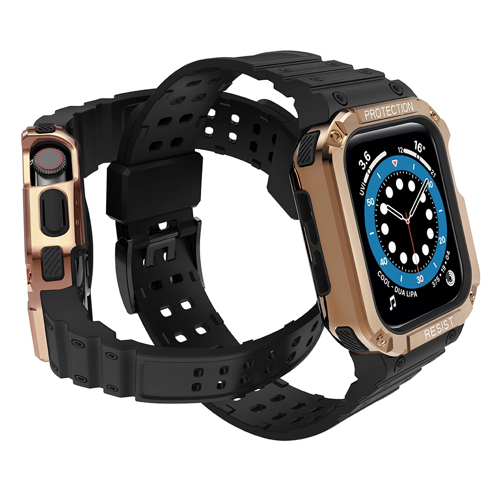 Protect Strap Band for Apple Watch 38/40/41mm Armored Case Strap - Black, Rose Goldeng