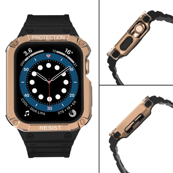 Protect Strap Band for Apple Watch 38/40/41mm Armored Case Strap - Black, Rose Goldeng