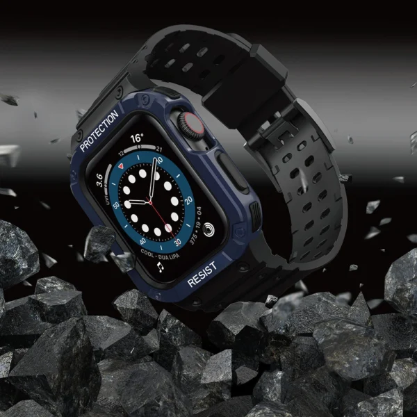 Protect Strap Band for Apple Watch 38/40/41mm Armored Case Strap - Black, Blueeng