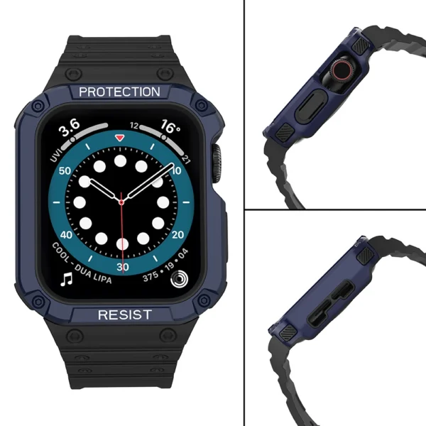 Protect Strap Band for Apple Watch 38/40/41mm Armored Case Strap - Black, Blueeng