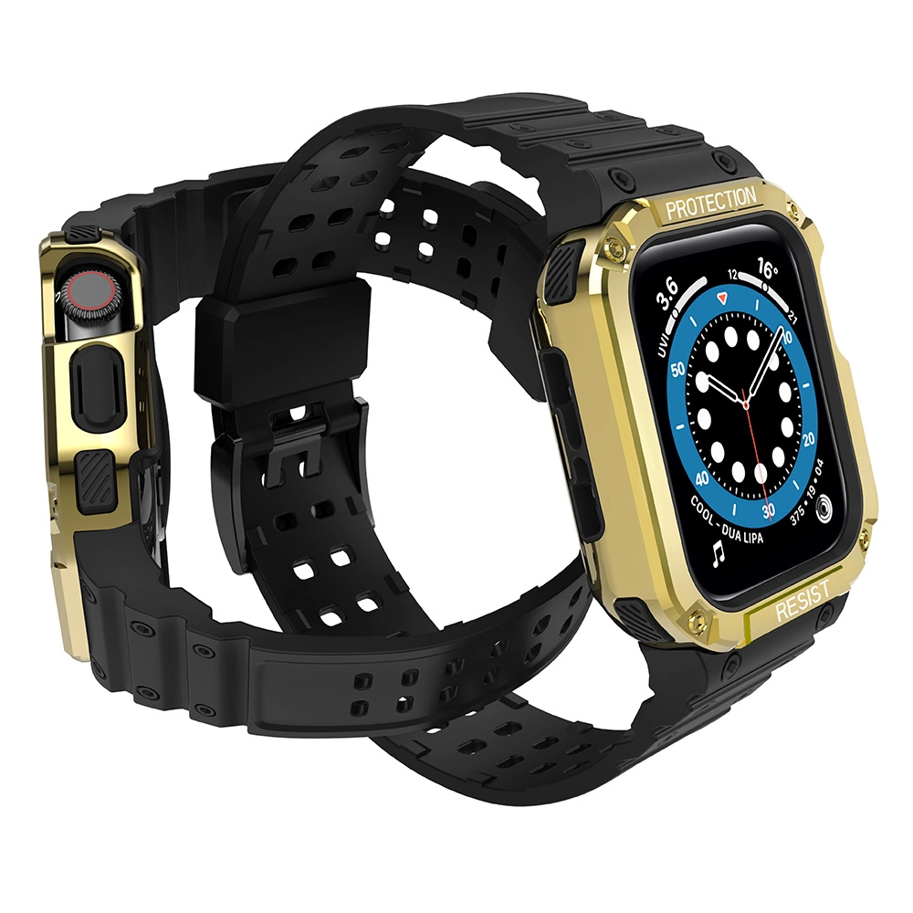 Protect Strap Band for Apple Watch 38/40/41mm Armored Case Strap - Black, Goldeng