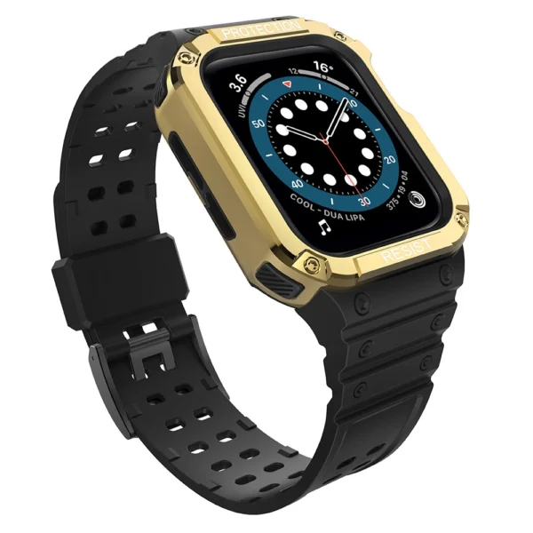 Protect Strap Band for Apple Watch 38/40/41mm Armored Case Strap - Black, Goldeng