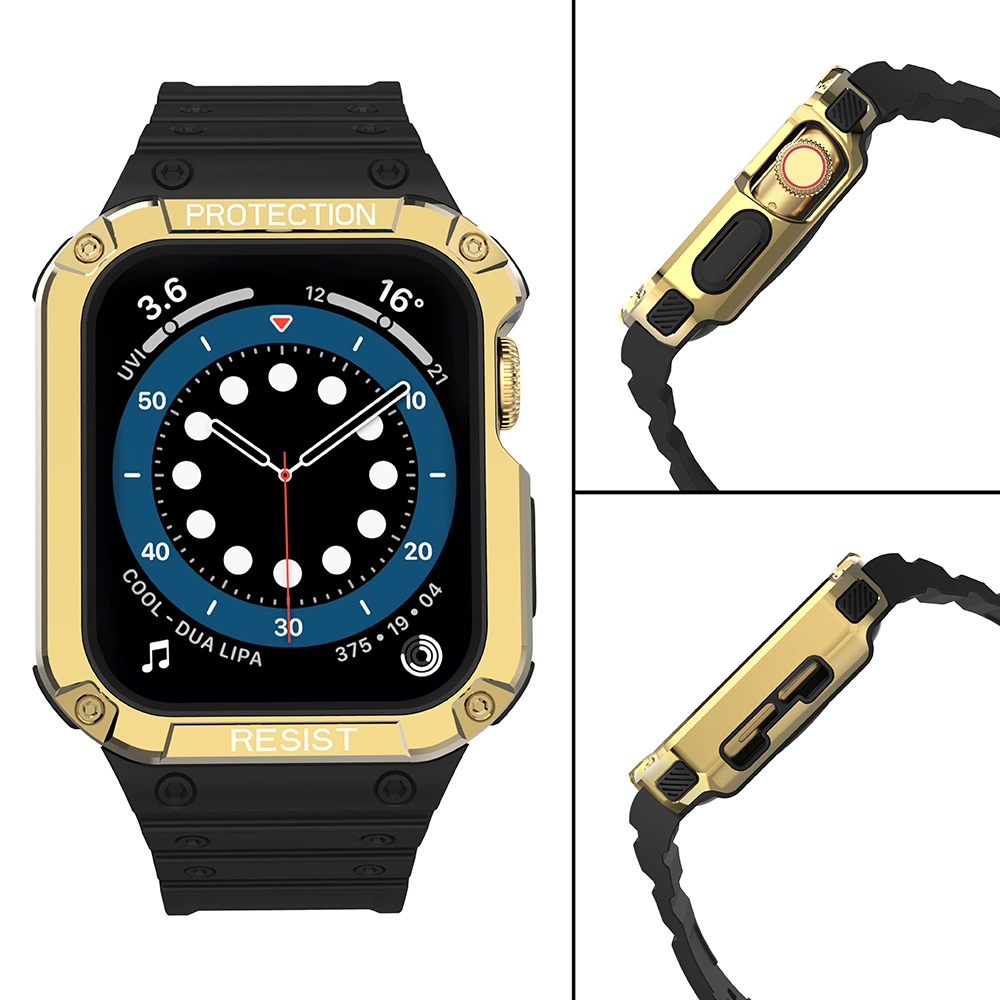 Protect Strap Band for Apple Watch 38/40/41mm Armored Case Strap - Black, Goldeng