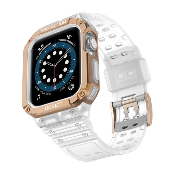 Protect Strap Band for Apple Watch 38/40/41mm Armored Case Strap - Transparent, Rose Goldeng