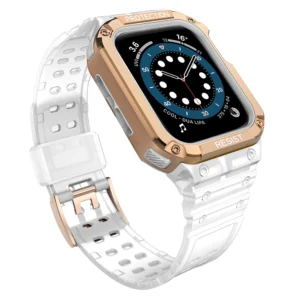 Protect Strap Band for Apple Watch 38/40/41mm Armored Case Strap - Transparent, Rose Goldeng
