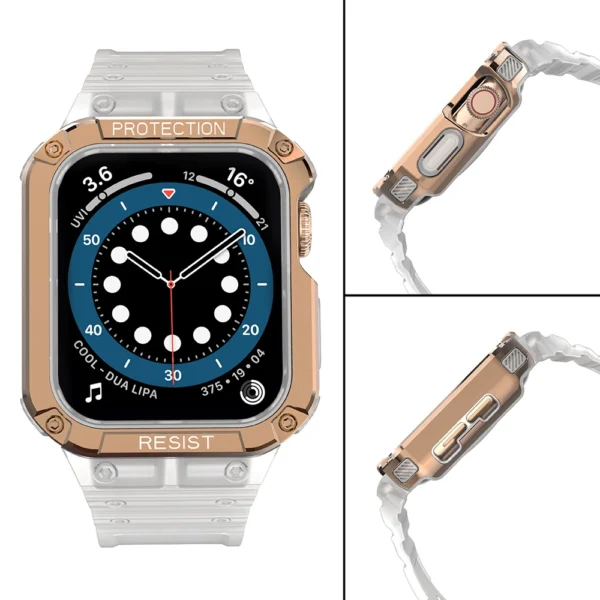 Protect Strap Band for Apple Watch 38/40/41mm Armored Case Strap - Transparent, Rose Goldeng