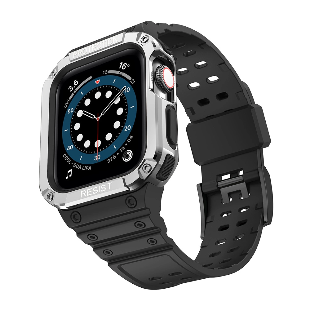 Protect Strap Band for Apple Watch 38/40/41mm Armored Case Strap - Black, Silvereng