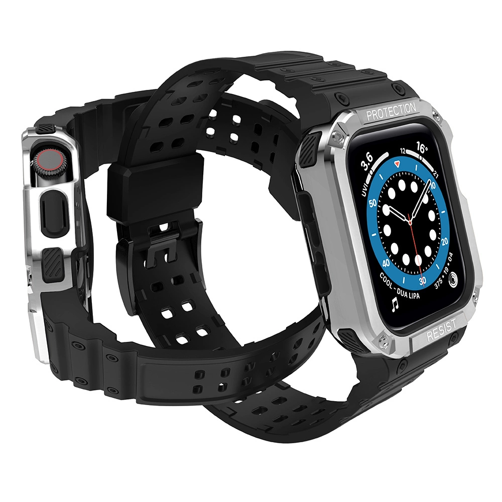Protect Strap Band for Apple Watch 38/40/41mm Armored Case Strap - Black, Silvereng