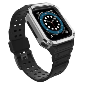 Protect Strap Band for Apple Watch 38/40/41mm Armored Case Strap - Black, Silvereng