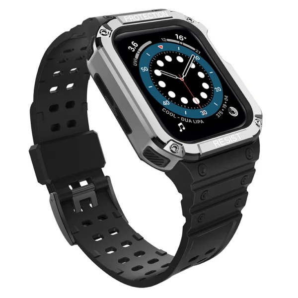 Protect Strap Band for Apple Watch 38/40/41mm Armored Case Strap - Black, Silvereng