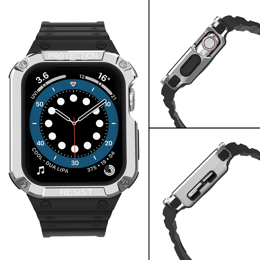 Protect Strap Band for Apple Watch 38/40/41mm Armored Case Strap - Black, Silvereng