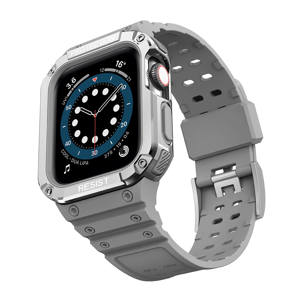 Protect Strap Band for Apple Watch 38/40/41mm Armored Case Strap - Gray, Silvereng