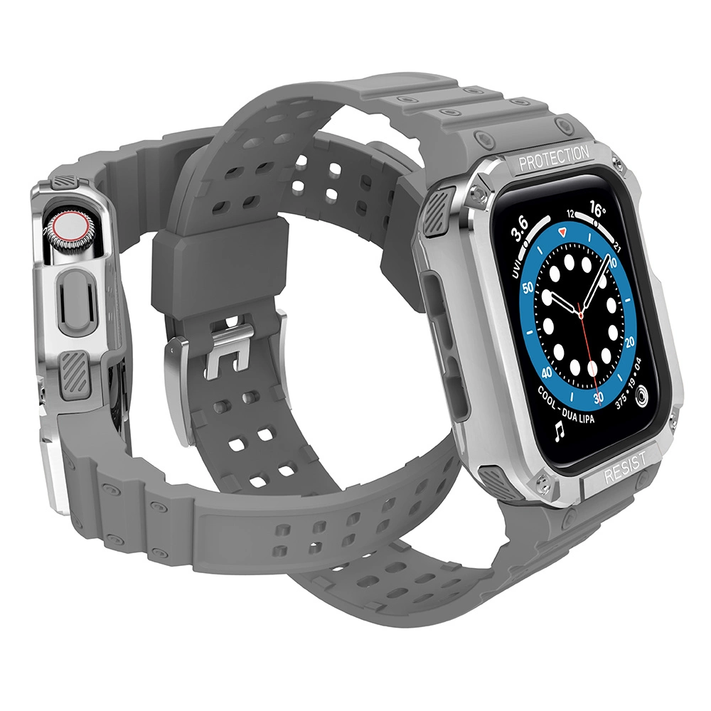 Protect Strap Band for Apple Watch 38/40/41mm Armored Case Strap - Gray, Silvereng