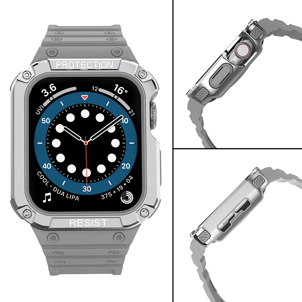 Protect Strap Band for Apple Watch 38/40/41mm Armored Case Strap - Gray, Silvereng