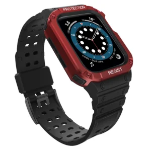 Protect Strap Band for Apple Watch 42/44/45mm Armored Case Strap - Black, Redeng
