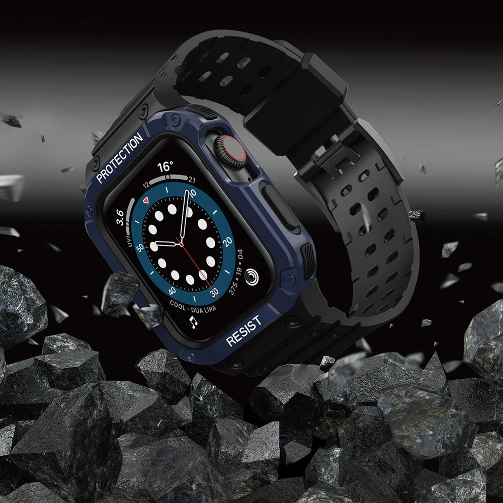 Protect Strap Band for Apple Watch 42/44/45mm Armored Case Strap - Black, Blueeng