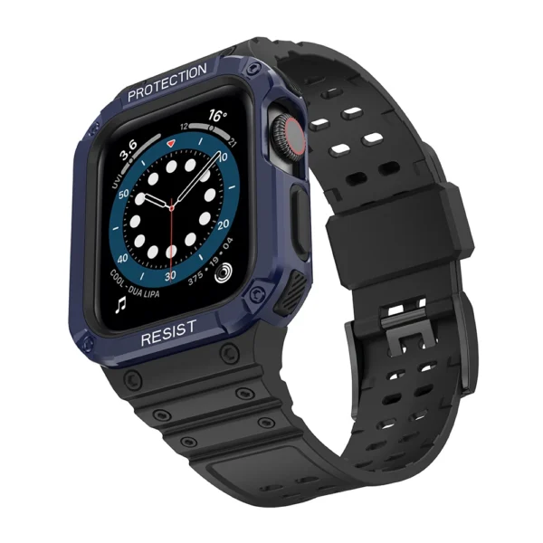 Protect Strap Band for Apple Watch 42/44/45mm Armored Case Strap - Black, Blueeng