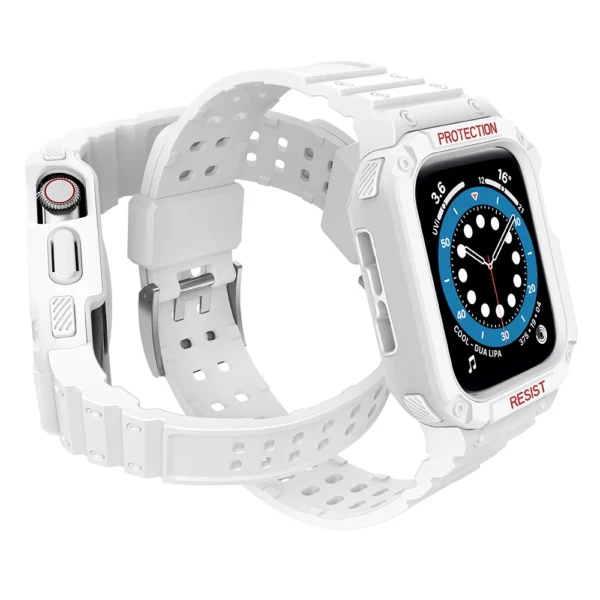 Protect Strap Band for Apple Watch 42/44/45mm Armored Case Strap - Whiteeng