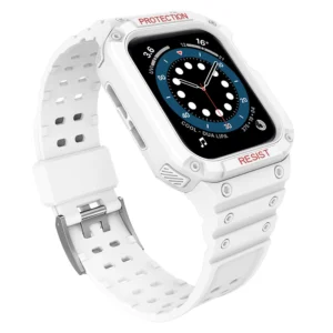 Protect Strap Band for Apple Watch 42/44/45mm Armored Case Strap - Whiteeng
