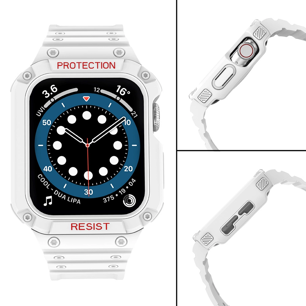 Protect Strap Band for Apple Watch 42/44/45mm Armored Case Strap - Whiteeng