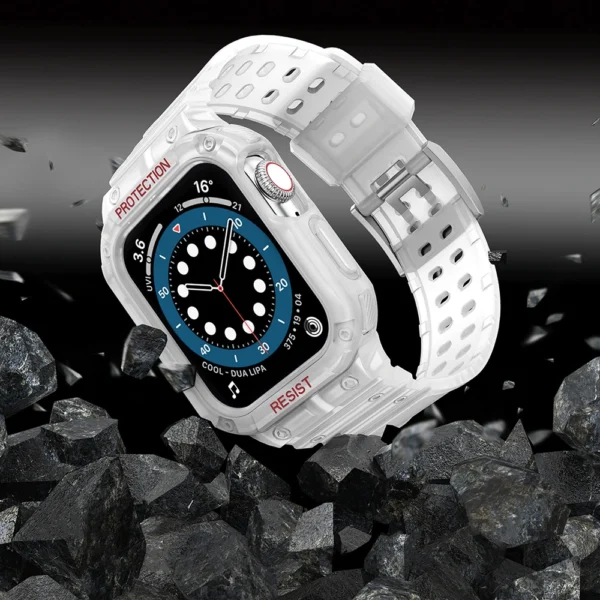 Protect Strap Band for Apple Watch 42/44/45mm Armored Case Strap - Transparenteng