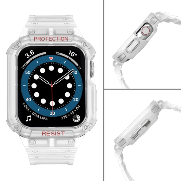 Protect Strap Band for Apple Watch 42/44/45mm Armored Case Strap - Transparenteng