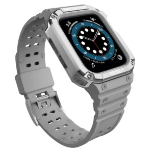 Protect Strap Band with Case for Apple Watch 7 / SE (45/44 / 42mm) Case Armored Watch Cover Grayeng