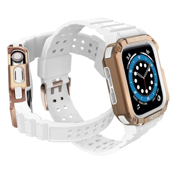 Protect Strap Band for Apple Watch 38/40/41mm Armored Case Strap - White, Rose Goldeng