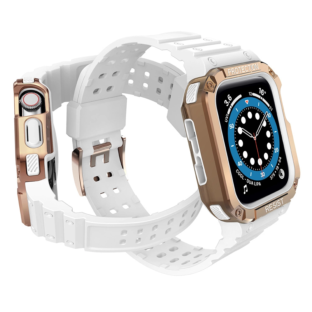 Protect Strap Band for Apple Watch 38/40/41mm Armored Case Strap - White, Rose Goldeng