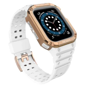Protect Strap Band for Apple Watch 38/40/41mm Armored Case Strap - White, Rose Goldeng