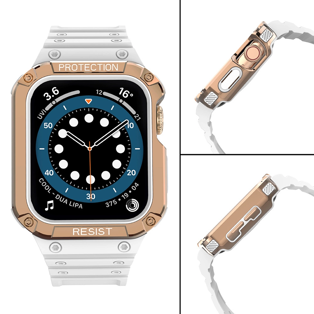 Protect Strap Band for Apple Watch 38/40/41mm Armored Case Strap - White, Rose Goldeng