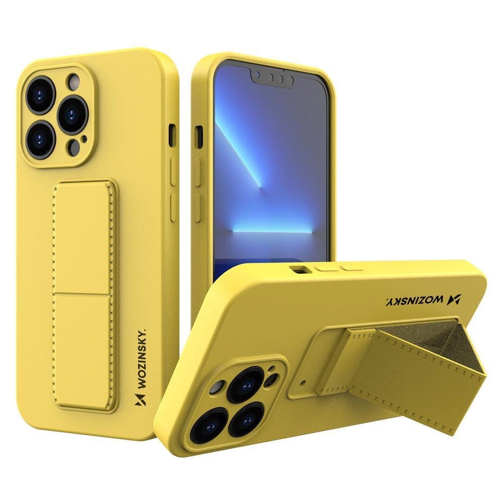 Wozinsky Kickstand Case silicone case with stand for iPhone 13 Pro Max yelloweng