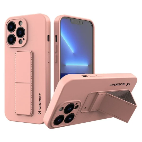 Wozinsky Kickstand Case silicone case with stand for iPhone 13 pinkeng