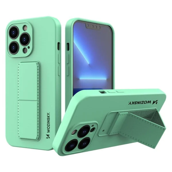 Wozinsky Kickstand Case silicone case with stand for iPhone 13 minteng