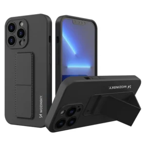 Wozinsky Kickstand Case iPhone 13 mini silicone case with stand blackeng