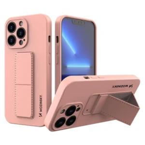 Wozinsky Kickstand Case iPhone 13 mini pink silicone case with standeng