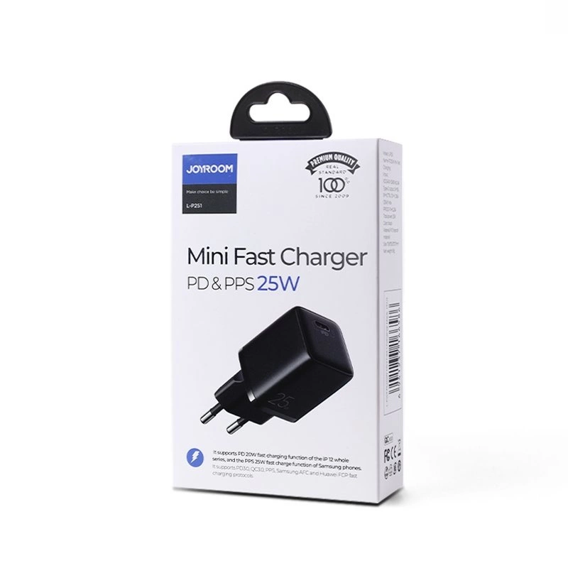 Joyroom Small Fast USB Type C PD Charger 25W EU Plug Black (L-P251)eng