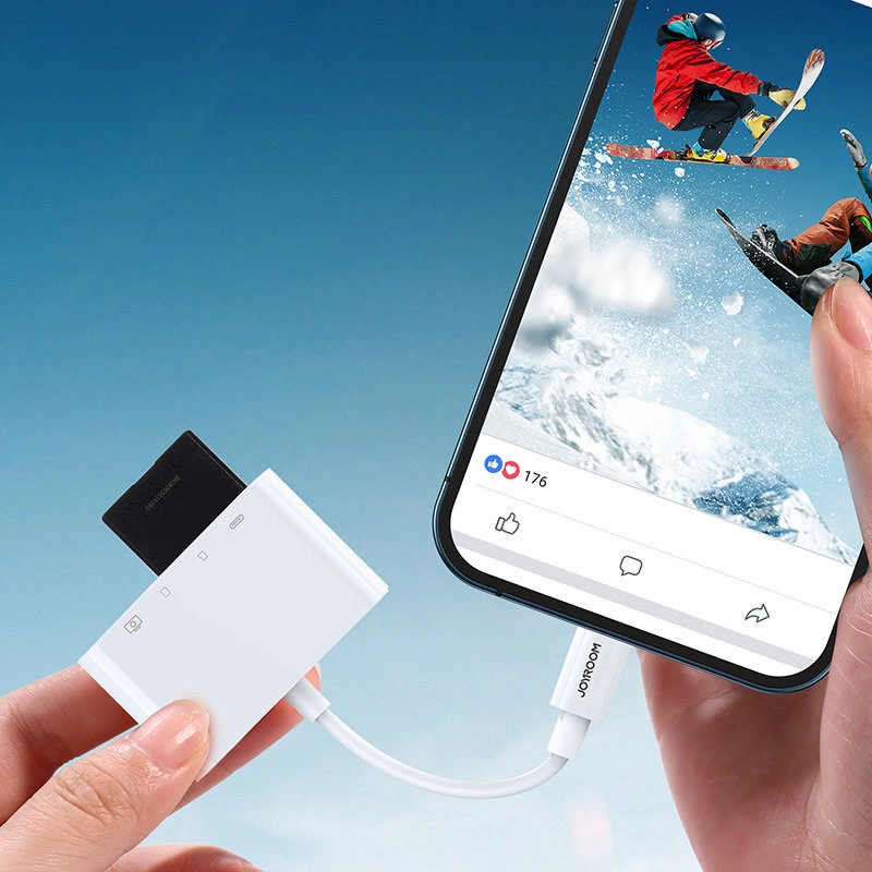 Joyroom S-H142 Lightning OTG HUB - USB-A 3.2 / Lightning / SD, TF card reader - whiteeng