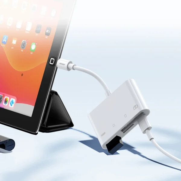 Joyroom S-H142 Lightning OTG HUB - USB-A 3.2 / Lightning / SD, TF card reader - whiteeng