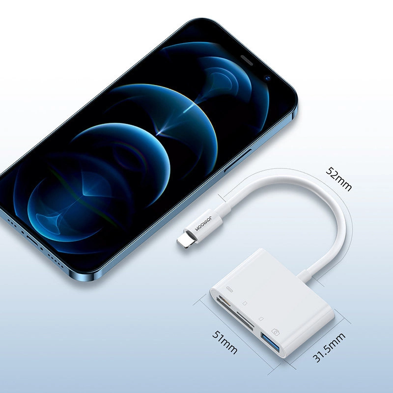 Joyroom S-H142 Lightning OTG HUB - USB-A 3.2 / Lightning / SD, TF card reader - whiteeng