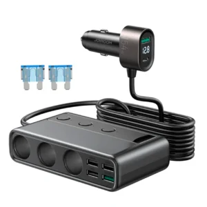 Joyroom JR-CL06 9in1 car charger 154W 5x USB-A / USB-C / 3x cigarette lighter socket PD QC PPS - blackeng