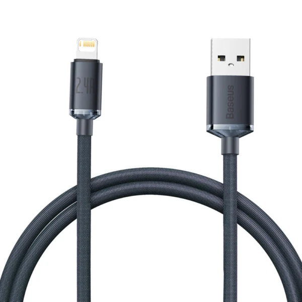 Baseus Crystal Shine Series cable USB cable for fast charging and data transfer USB Type A - Lightning 2.4A 1.2m black (CAJY000001)eng