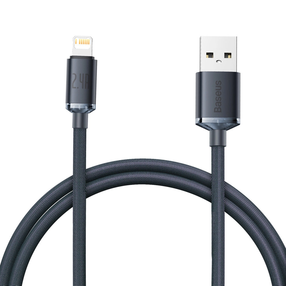 Baseus Crystal Shine Series cable USB cable for fast charging and data transfer USB Type A - Lightning 2.4A 1.2m black (CAJY000001)eng
