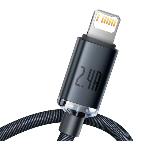 Baseus Crystal Shine Series cable USB cable for fast charging and data transfer USB Type A - Lightning 2.4A 1.2m black (CAJY000001)eng